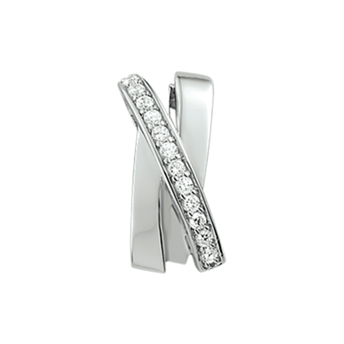 Beschrijving: Gerhodineerd zilveren hanger met zirkonia en een poli/matte afwerking. 
Doelgroep: dames
Breedte: 8.5 mm
Hoogte: 18.5 mm
Zetting: entourage (rijzetting)