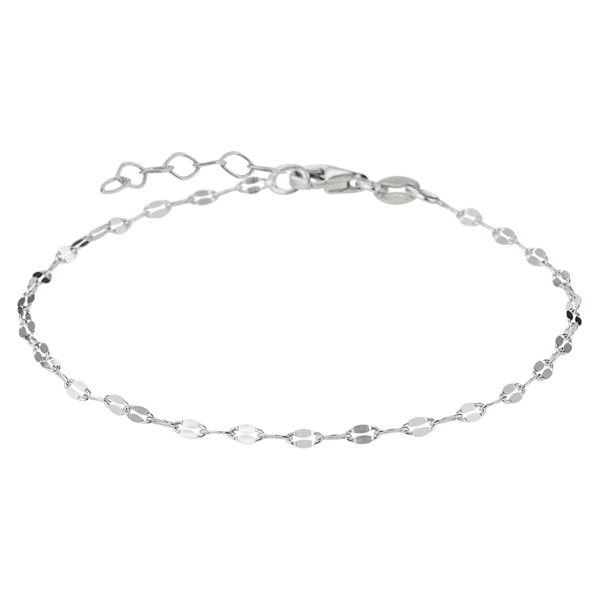 Beschrijving: Gerhodineerd zilveren enkelbandje uitgevoerd met een stevige karabijn sluiting. Het enkelbandje heeft een schakelbreedte van 2.2mm en een draaglengte van 24cm met een extensie van 2cm. Door het simplistische design gemakkelijk te combineren met andere zilveren sieraden. Info: Gerhodineerd zilver is door de rhodiumlaag beter bestand tegen verkleuren en krassen.
Doelgroep: dames
Breedte: 2.2 mm
Kortste lengte: 24 cm
Langste lengte: 26 cm