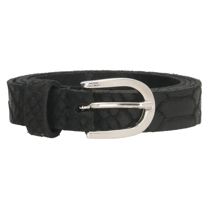 Deze El Paso riem van Hide & Stitches heeft een stoer uiterlijk met opvallende stiksels. Hij is zwart van kleur en heeft een lengte van 85 cm. De riem kan op verschillende manieren gedragen worden, zoals om een jeans of over een jurk. Draag hem losjes om de taille voor een nonchalante look of strakker voor een meer gepolijste uitstraling.
