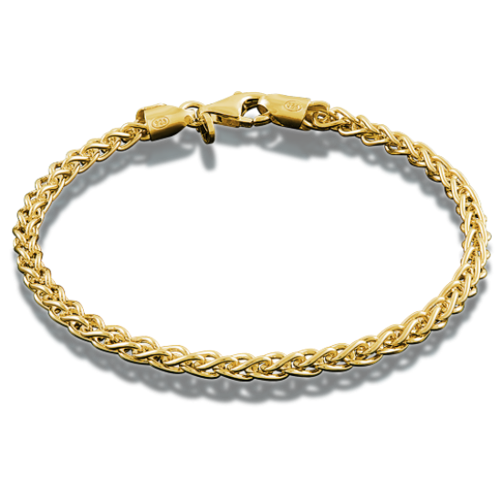 Zilver geelgoud vergulde armband leverbaar in diverse lengtes