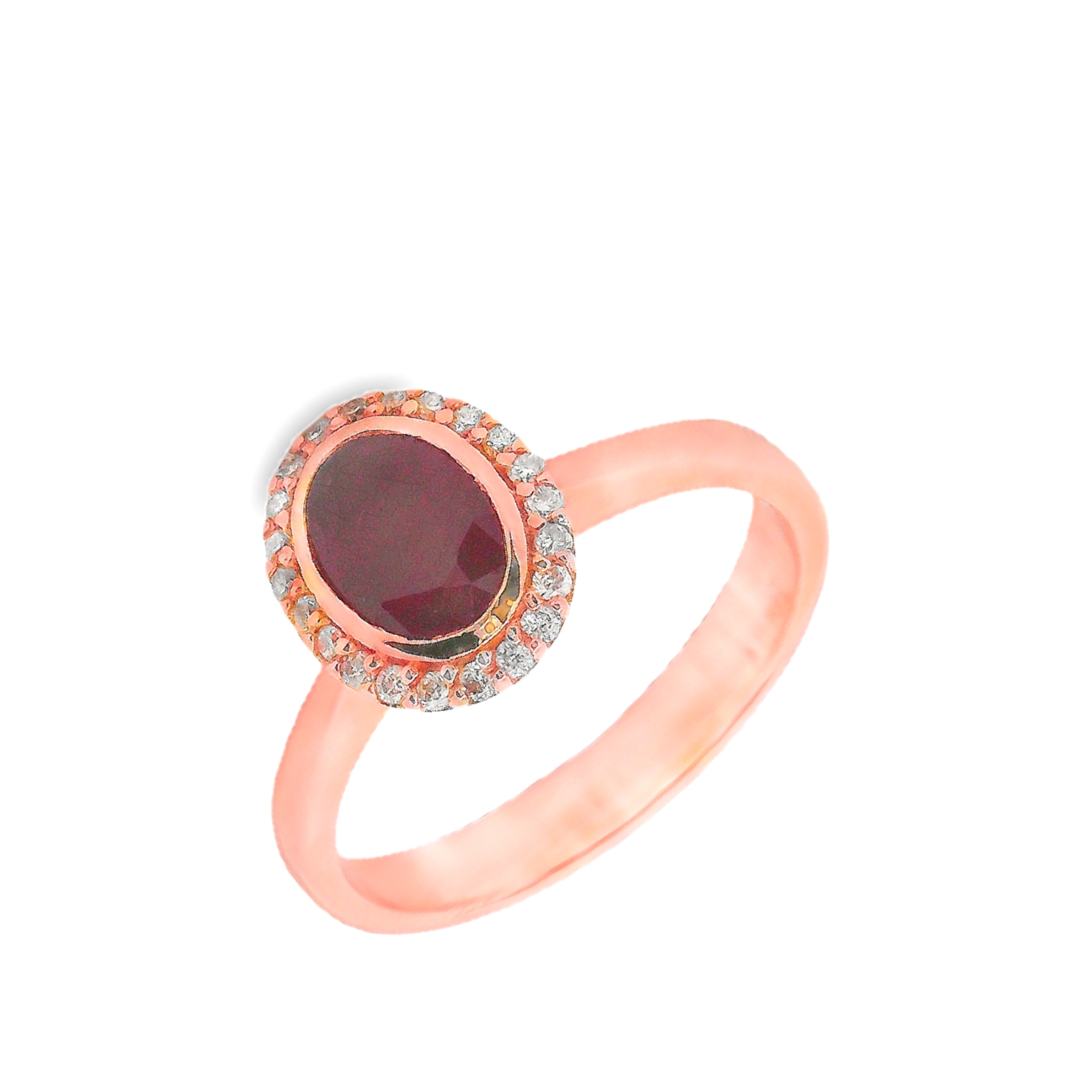 Deze ring van Louis Bros is vervaardigd uit 14 karaat roségoud (3.74 gr.) en is gezet met 22 briljant geslepen diamanten met een totaalgewicht van 0.11ct, en 1 robijn 1.05ct. De ring heeft een diameter van 11x9 mm, minimale breedte van 2 mm. Deze ring met robijn en omliggende diamanten is een prachtig en elegant sieraad. Het warme roségoud vormt een romantische en verfijnde basis voor de ring. In het midden schittert een diepe, rode robijn, die symbool staat voor passie en liefde. Rondom de robijn zijn fonkelende diamanten geplaatst, die de ring een extra vleugje glamour en sprankeling geven. Deze combinatie van roségoud, robijn en diamant maakt de ring perfect voor bijzondere gelegenheden en als een waardevol cadeau. Een roségouden ring met robijn en diamanten is een tijdloos juweel dat elegantie en stijl uitstraalt.