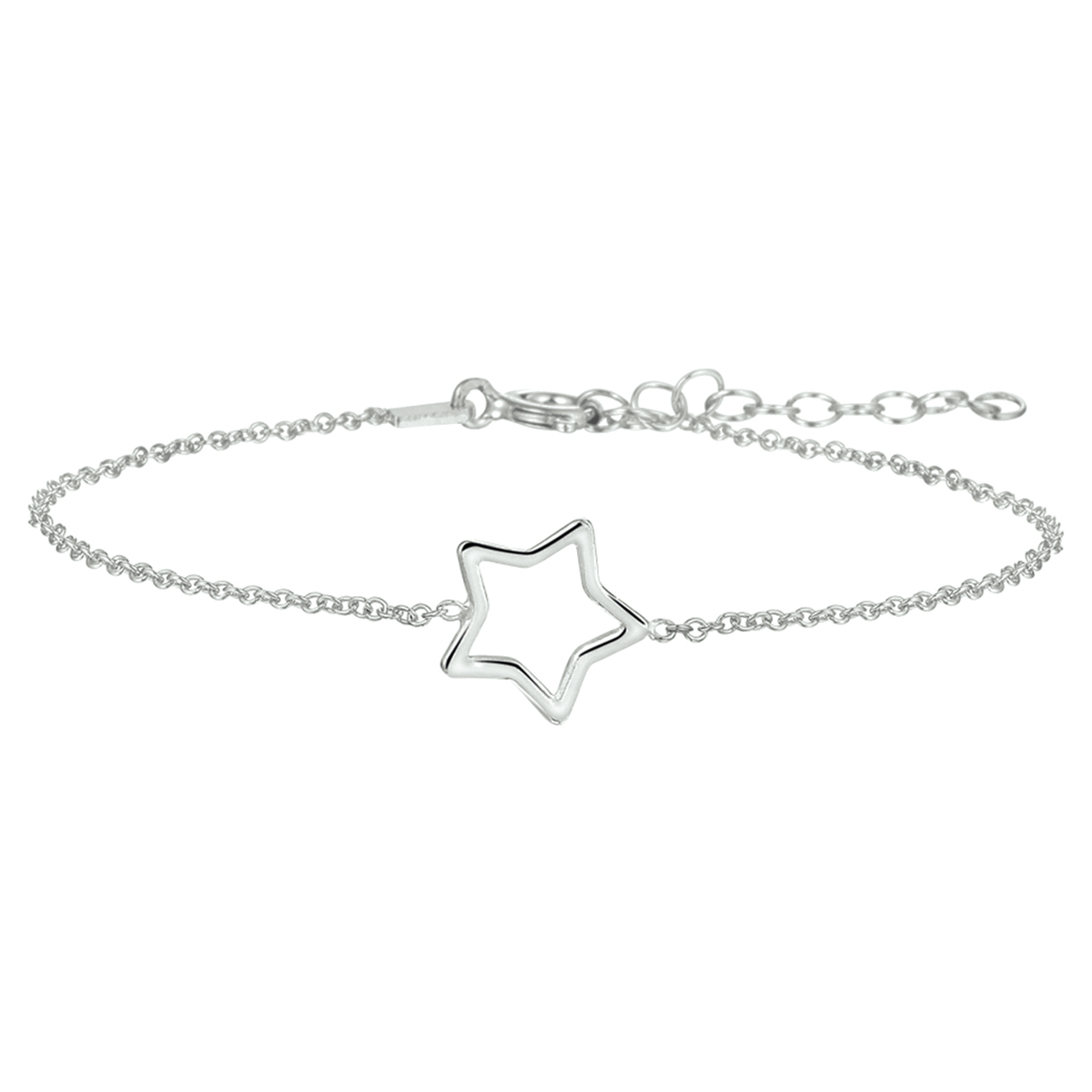 zilveren armband, anker+open ster