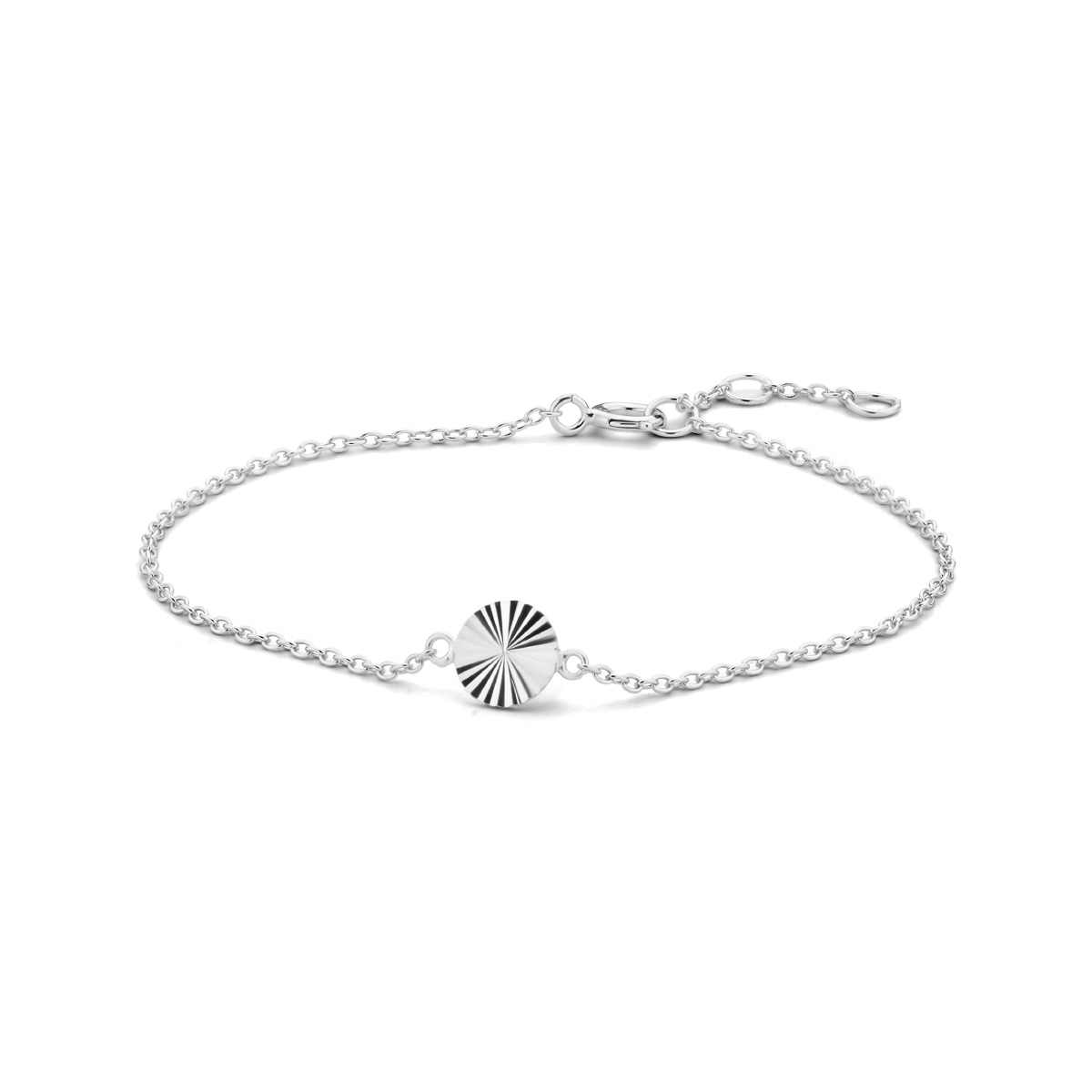  925 zilveren armband uitgevoerd met een rondje met een gediamanteerde afwerking.