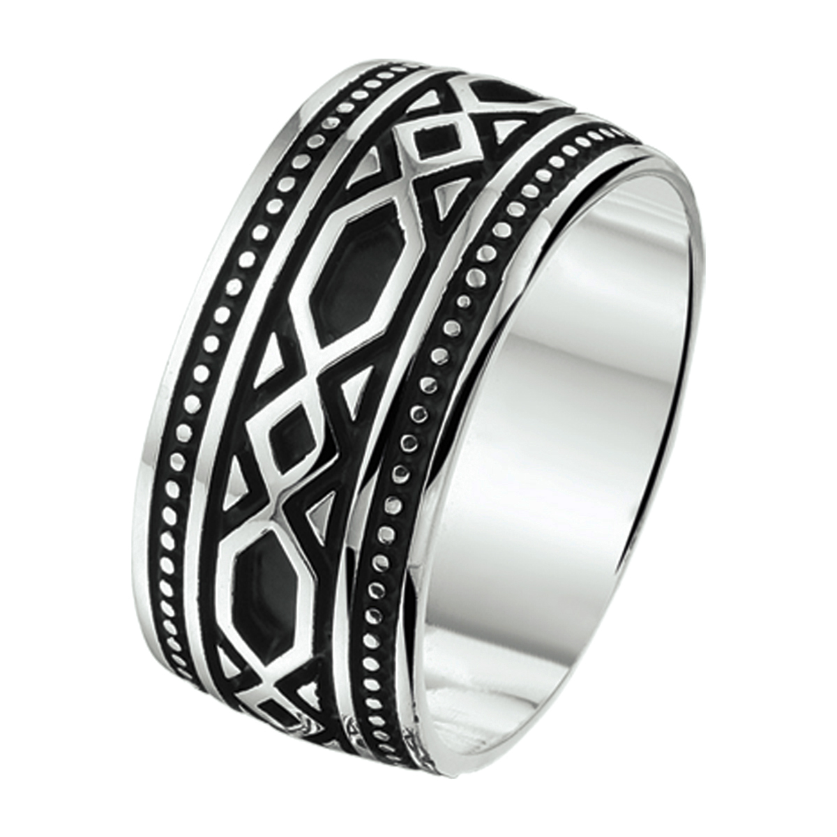 Gerhodineerd 925 zilveren ring.
Breedte; 11 mm