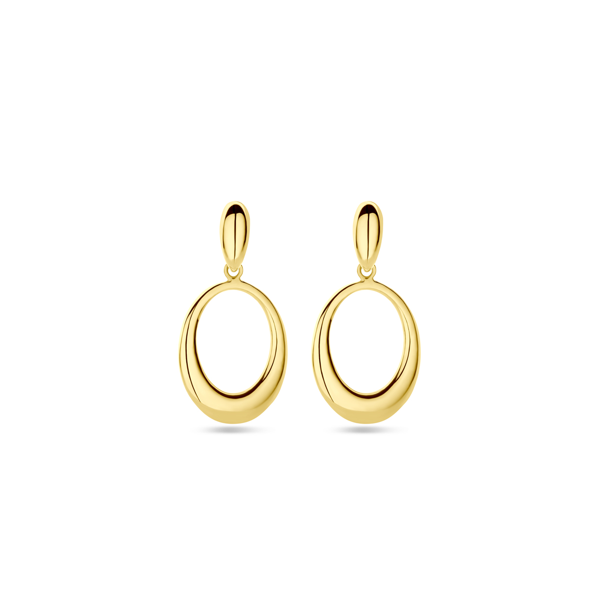 14k Geelgouden oorhangers met een totale hoogte van 22mm.