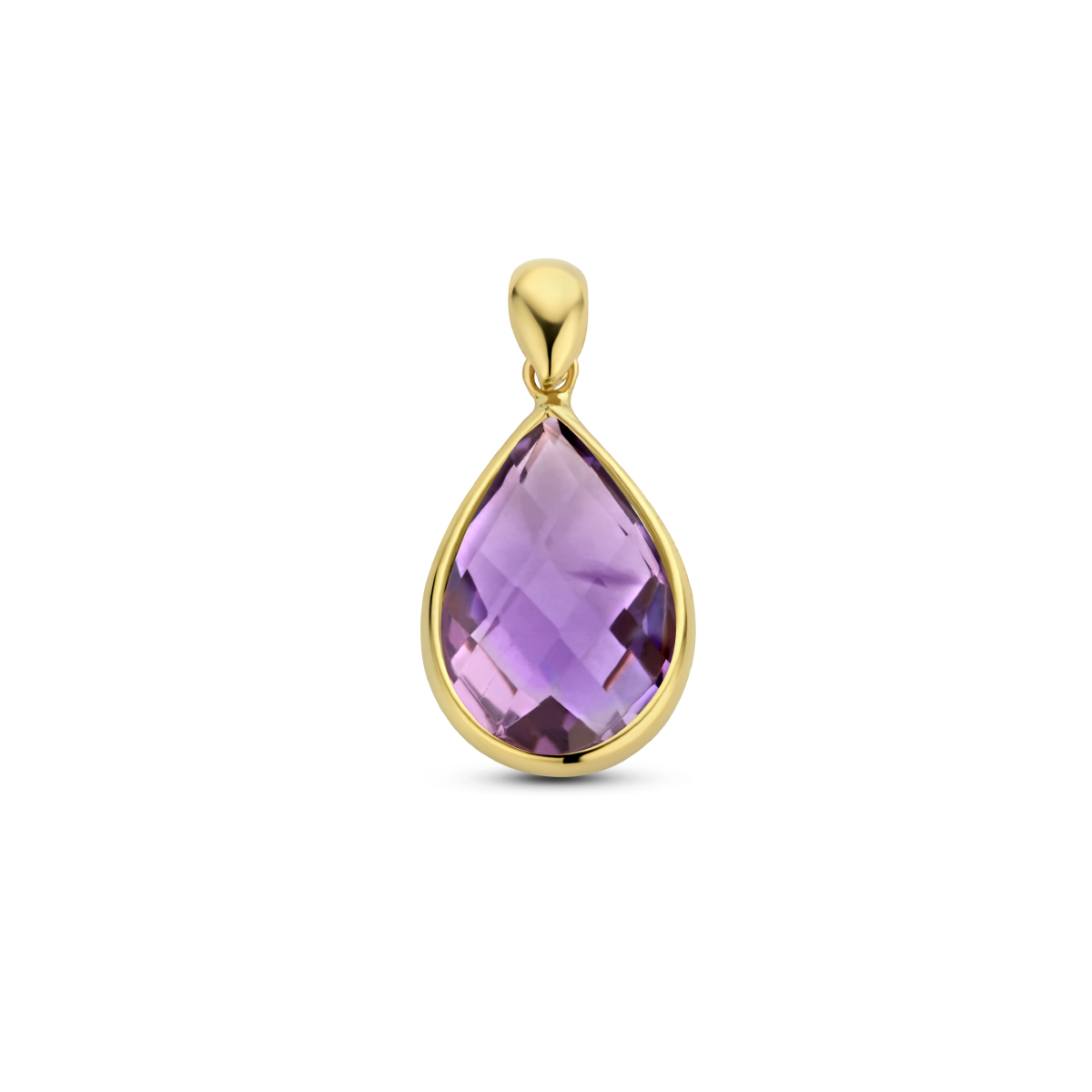 Huiscollectie - Geelgouden druppel hanger bezet met Amethyst 2.10ct 11.5mm x 8.0mm, Hanger heeft een afmeting van 9x18mm. - 4025810