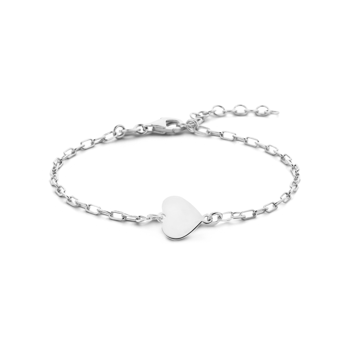  Zilver gerhodineerd armband hart