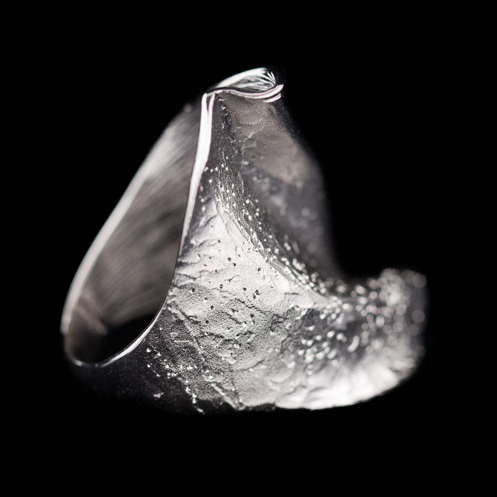 Sanjoya - Exclusieve designring met deels mat, deels gepolijst en gediamanteerd sterling zilver. - PRE1118012.62