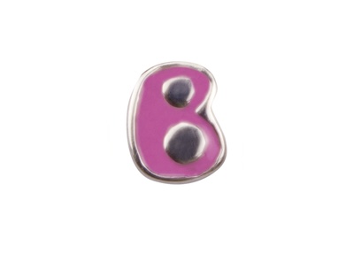 Zilveren bedel bellini roze letter b
