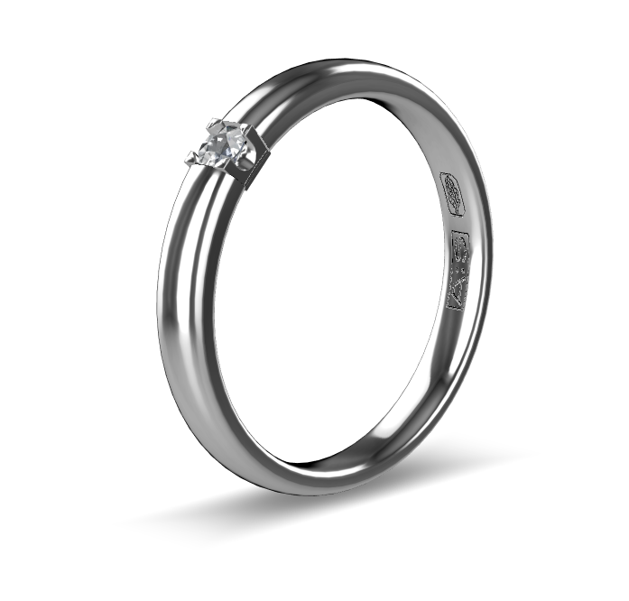 14 Karaat wit gouden Memoire ring met witgouden zetting model A.S. 11133. Met 1X 0.05 crt briljant G/VVS op maat 52.