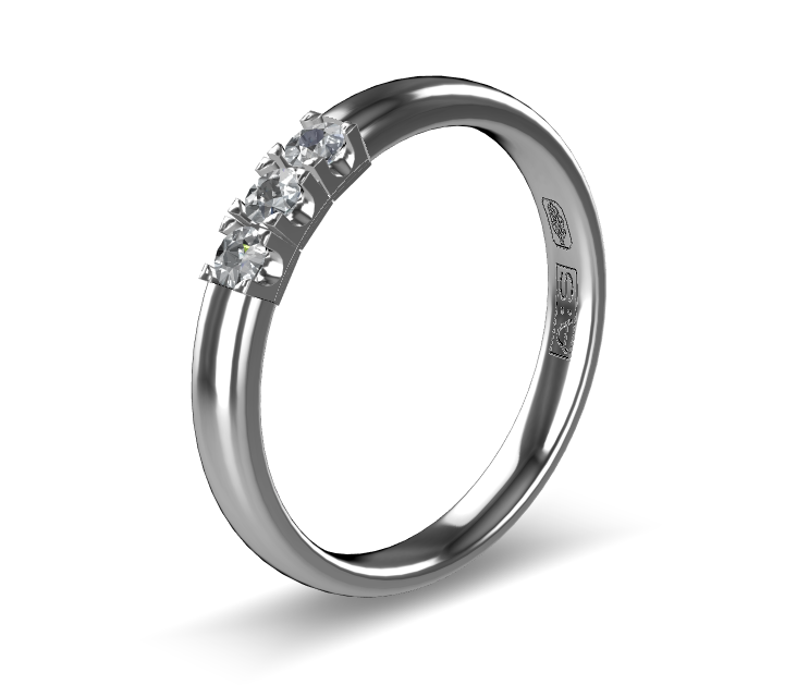 14 Karaat geel gouden Memoire ring met witgouden zetting model A.S. 11133. Met 3X 0.05 crt briljant G/VVS op maat 54.