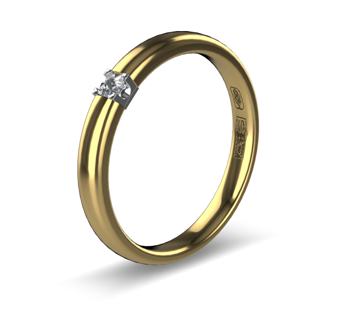 14 Karaat geel gouden Memoire ring met witgouden zetting model A.S. 11133. Met 1X 0.05 crt briljant G/VVS op maat 54.