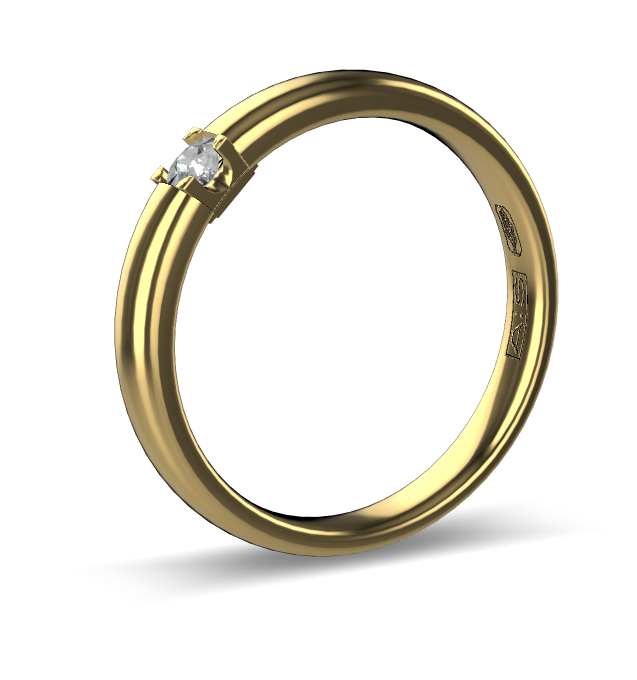 14 Karaat geel gouden Memoire ring met geelgouden zetting model A.S. 11133. Met 1X 0.07 crt briljant G/VVS op maat 52.