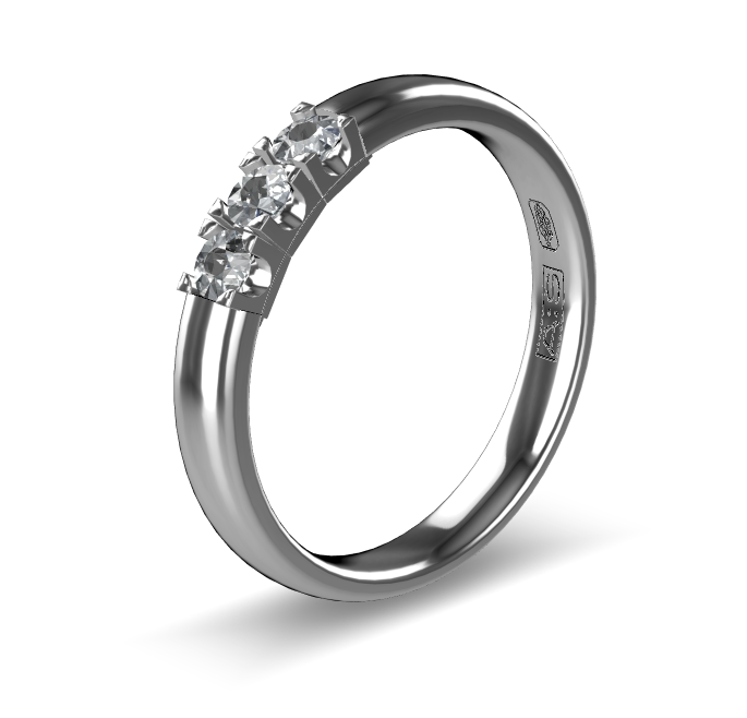 14 Karaat wit gouden Memoire ring met witgouden zetting model A.S. 11133. Met 3X 0.07 crt briljant G/VVS op maat 54.