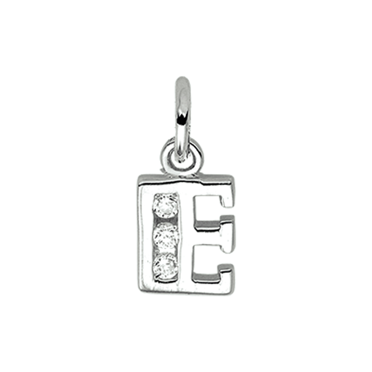 Beschrijving: Gerhodineerd zilveren hanger letter E met een hoogte van 10mm en een breedte van 6.5mm. Uitgevoerd met een schitterende rij van zirkonia.
Uniekenummer serie: 33598
Verpakt per: 1
Doelgroep: unisex
Zetting: alliance (rail zetting)
