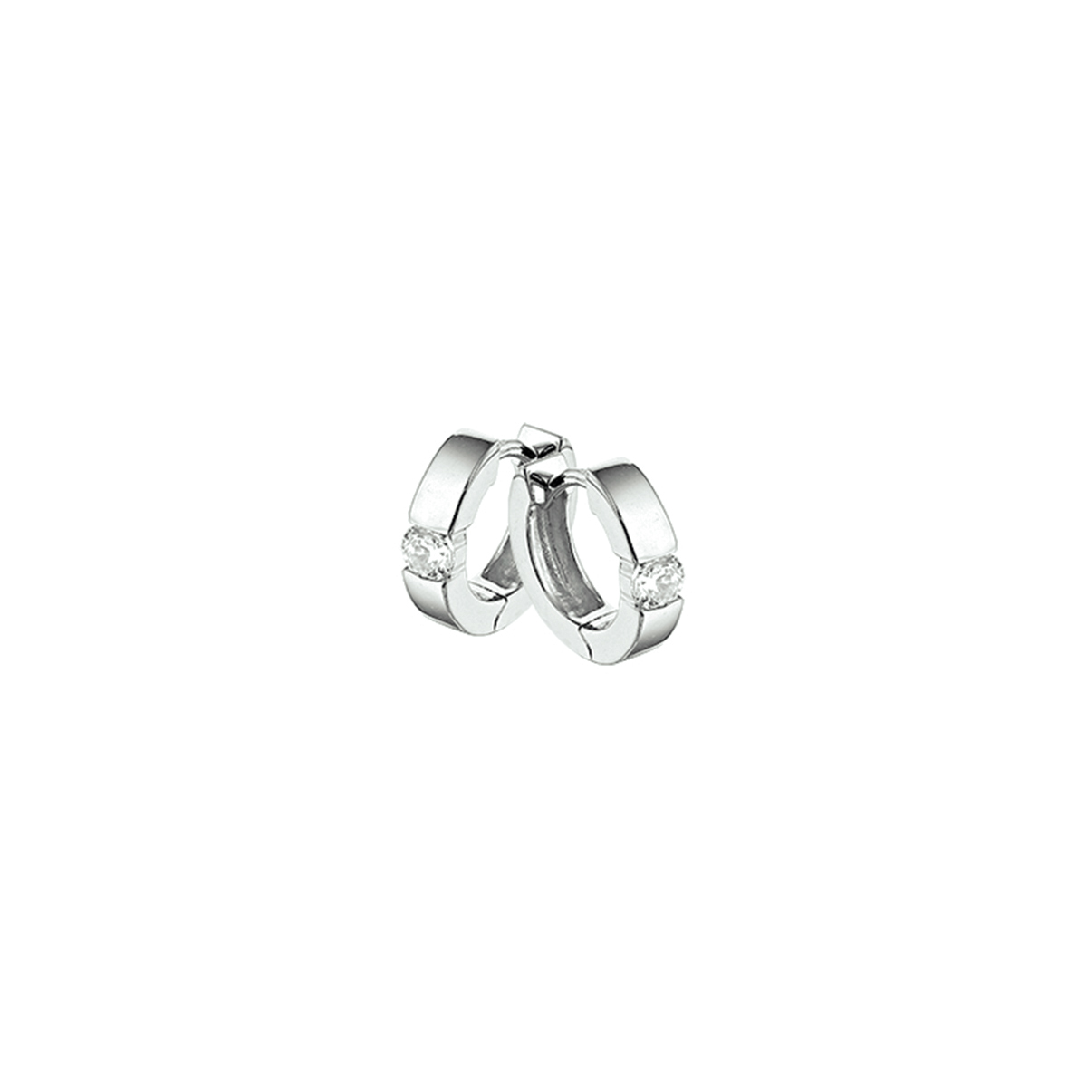 Beschrijving: Gerhodineerd zilveren klapcreolen met zirkonia. 
Verpakt per: 1
Doelgroep: dames
Breedte: 3 mm
Zetting: solitaire (span zetting)