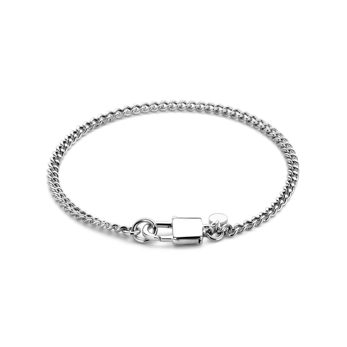 Gerhodineerd 925 zilveren armband uitgevoerd met een slot. De armband heeft een draaglengte van 17.5cm en een schakelbreedte van 3mm.