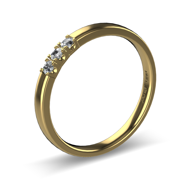 14 Karaat geel gouden Memoire ring met  geel gouden zetting model A.S. 11155. Met 3X 0.03 crt briljant G/VVS op maat 55.