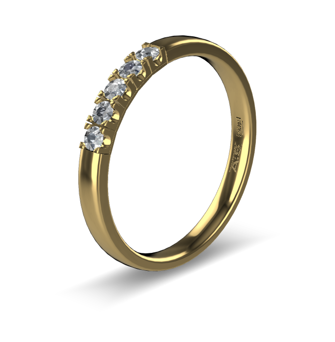 14 Karaat geel gouden Memoire ring met  geel gouden zetting model A.S. 11155. Met 5X 0.03 crt briljant G/VVS op maat 57.