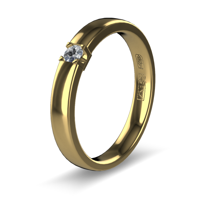 14 Karaat geel gouden Memoire ring met  geel gouden zetting model A.S. 11155. Met 1X 0.07 crt briljant G/VVS op maat 53.