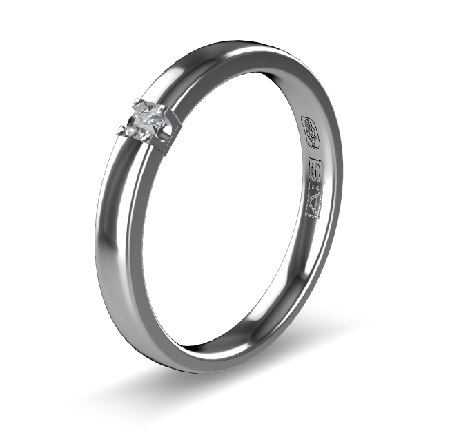 14 Karaat wit gouden Memoire ring met wit gouden zetting model A.S. 11155. Met 1X 0.05 crt briljant G/VVS op maat 53.