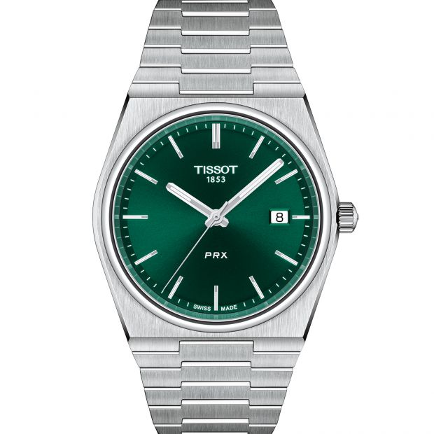 De PRX 40 205, gebaseerd op een beroemd ontwerp uit 1978, is een onmisbaar uurwerk met een geïntegreerde kast en armband. Door het opmerkelijk smalle, tijdloze en solide ontwerp is dit een ideaal horloge voor mensen met een passie voor design en een oog voor vernuftigheid. Dit model is voorzien van een groene wijzerplaat met een sunburst-afwerking.