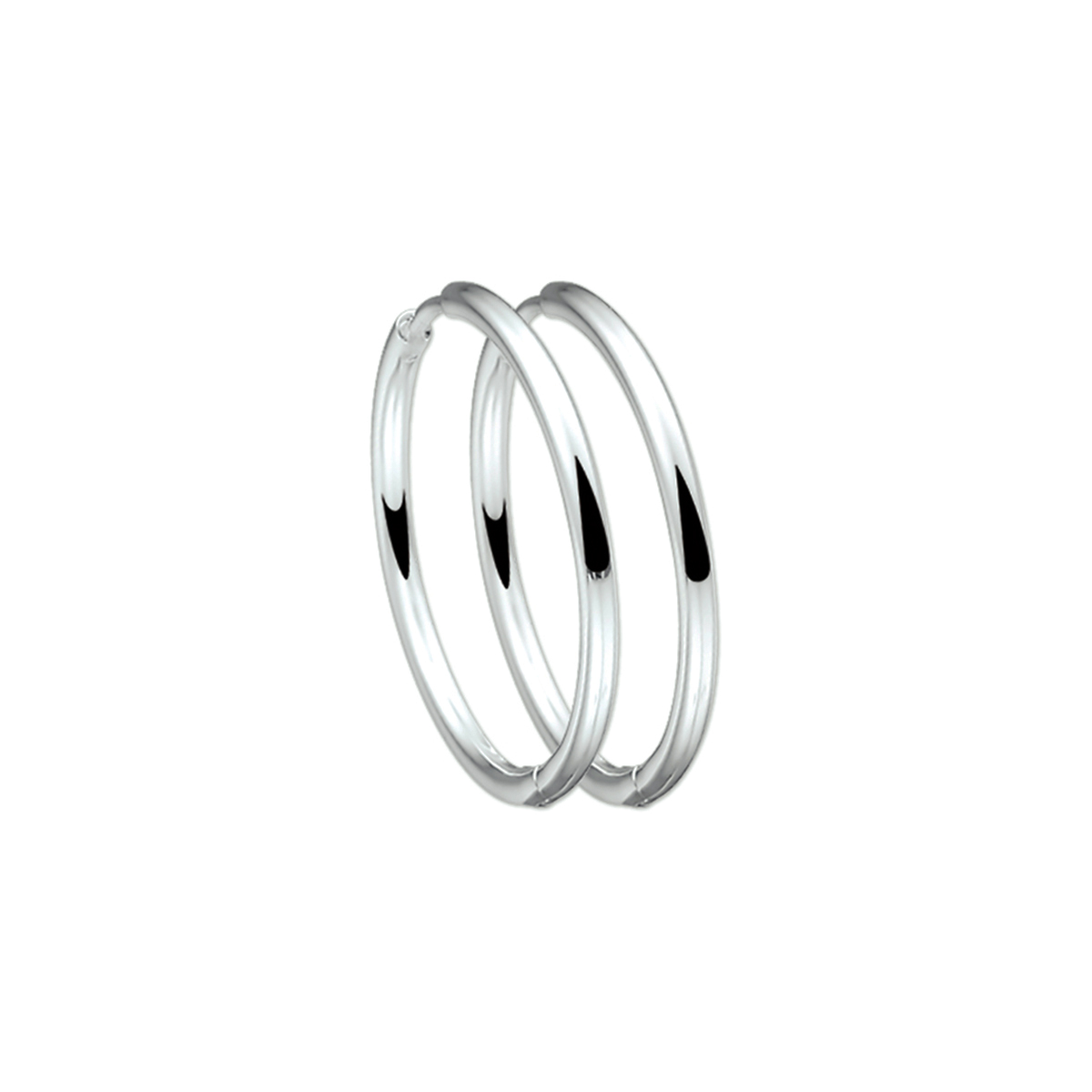 Zilveren klapcreolen met een ronde buis en een poli afwerking.

Gender: dames
Breedte: 2 mm