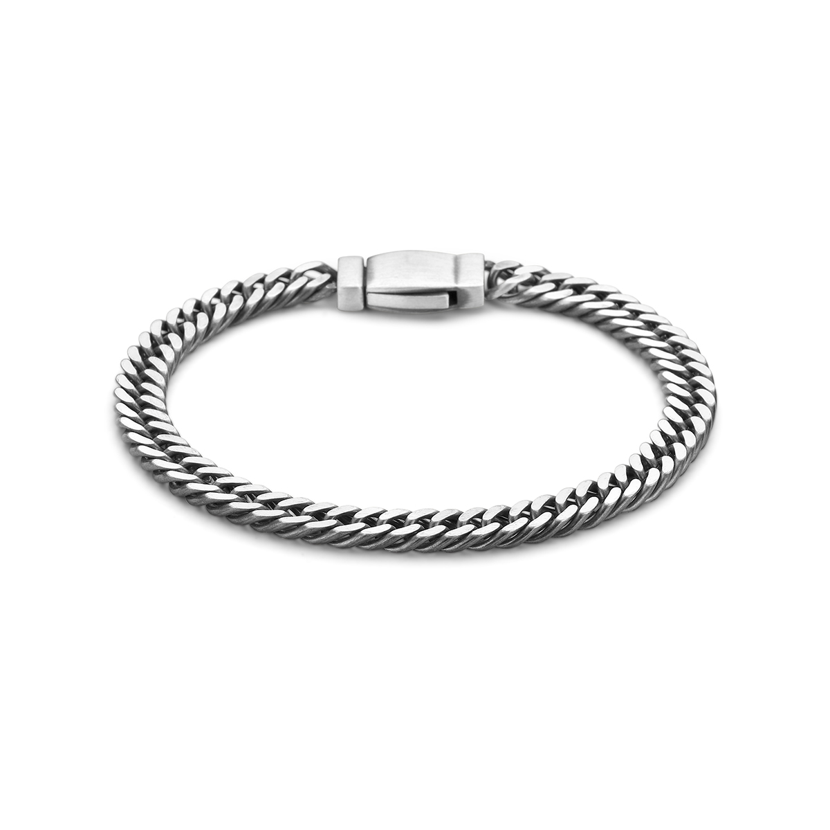 Geoxideerd 925 zilveren armband met een schakelbreedte van 6.7mm en een draaglengte van 21cm.