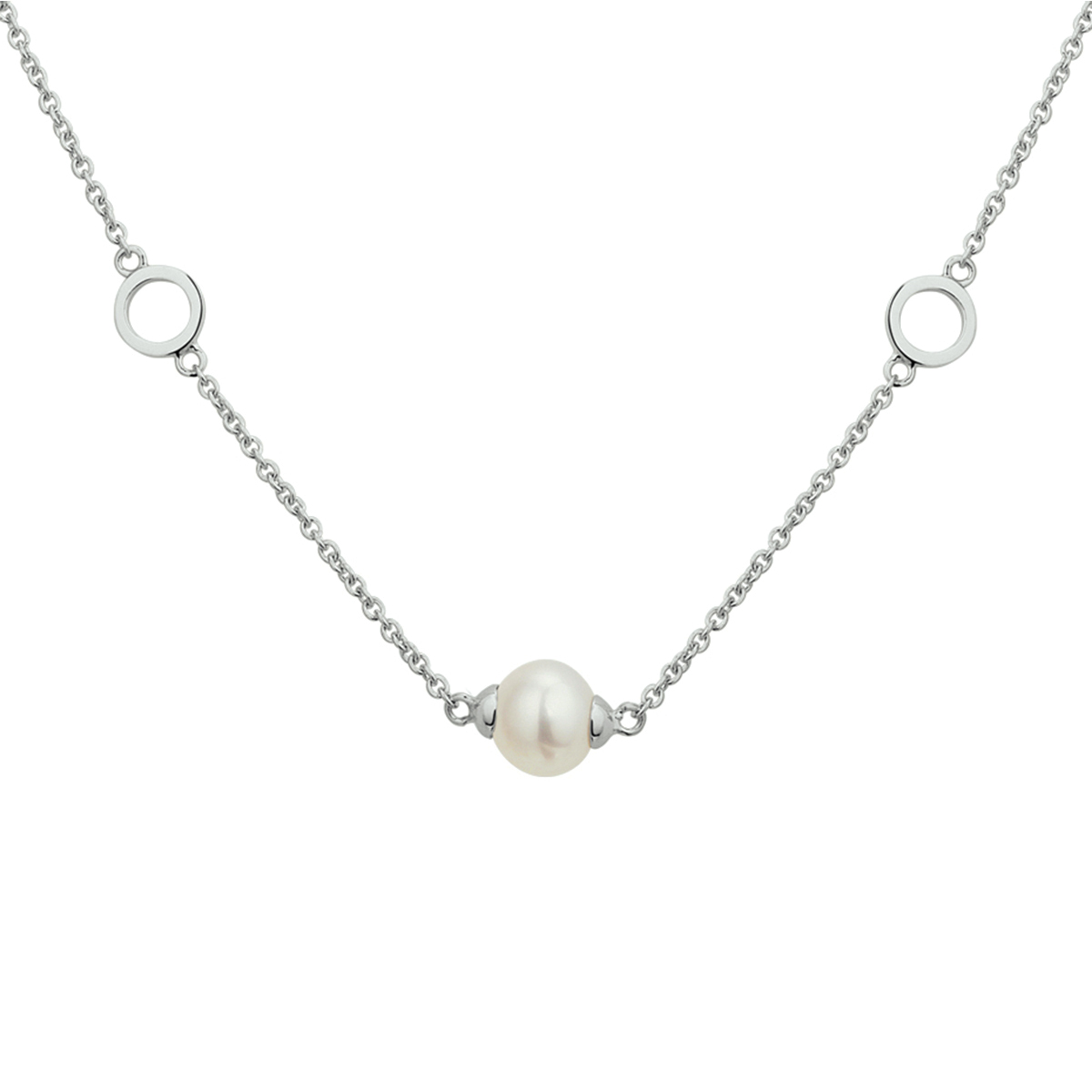 Gerhodineerd zilveren collier met Parel