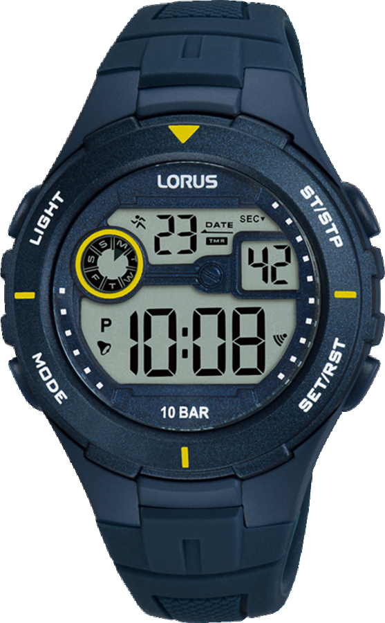 Dit is een herenhorloge van het merk Lorus. Het is een digitaal horloge gemaakt van kunststof. De diameter van de kast is 36 mm en de kast is 13 mm dik.
De verdere specificaties van het horloge zijn als volgt:
Kastvorm: rond
Kastkleur: blauw
Kastmateriaal: kunststof
Bandbreedte: 19 mm
Bandlengte: 231 mm
Sluiting: gesp
Wijzerplaatkleur: blauw
Glassoort: acryl glas
Waterdichtheid: 10 ATM
Techniek: quartz