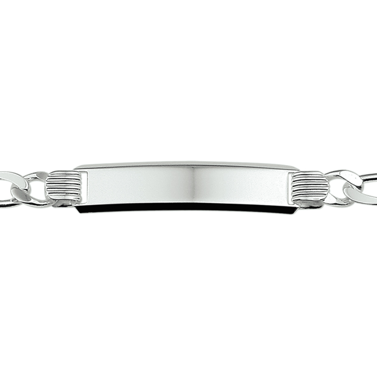zilveren graveerarmband, figaro 8mm 20cm