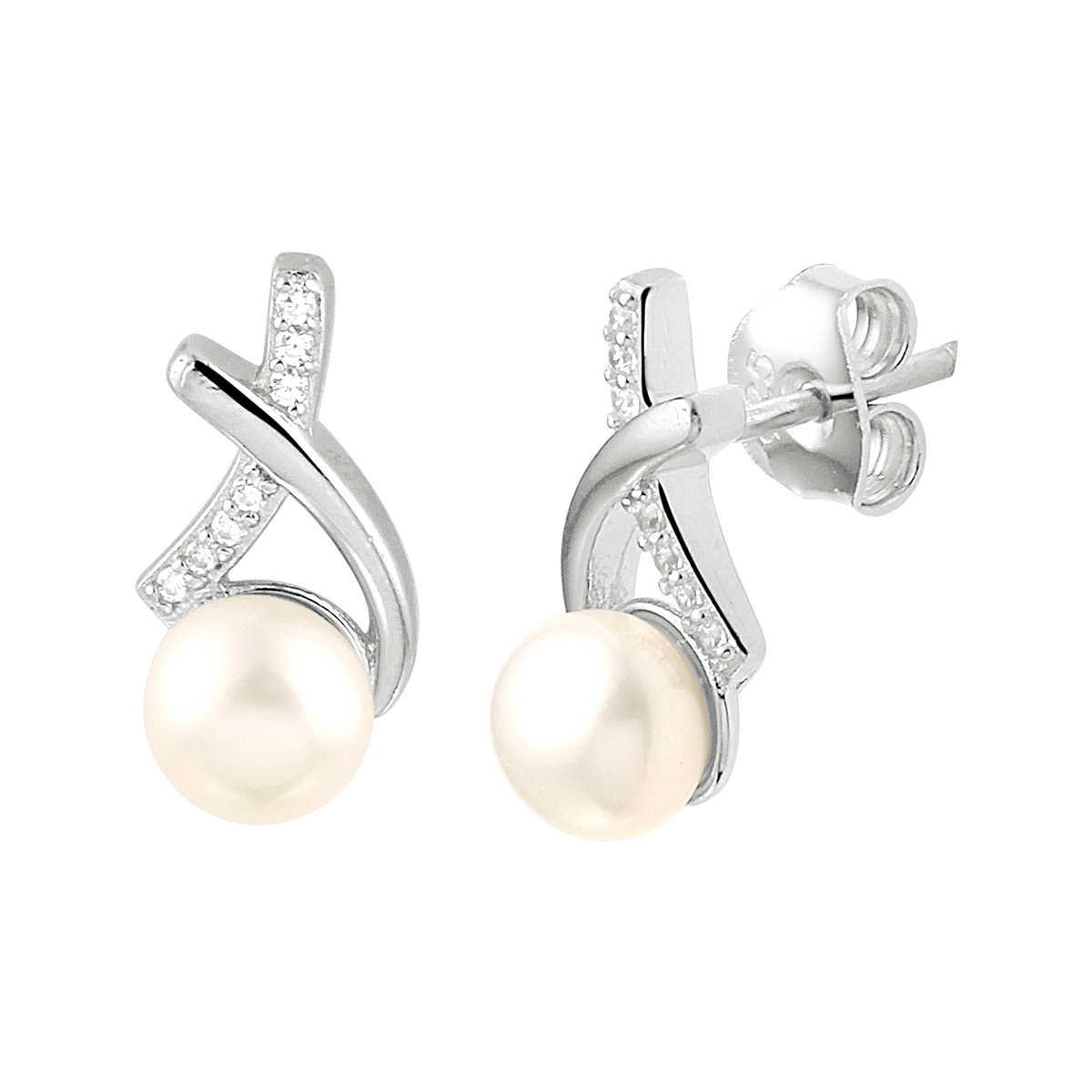 Huiscollectie Oorknoppen parel en zirkonia 1333080 - 14.3mm