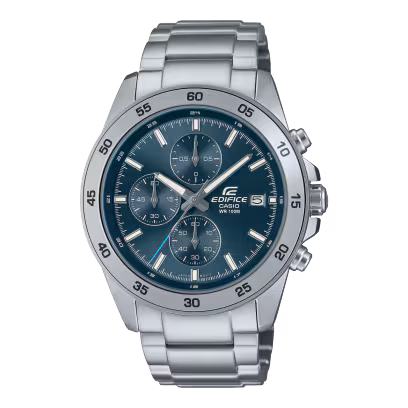 Kies voor stijl met een klassieke EDIFICE-chronograaf met middelgrote kast en gedetailleerd ontwerp.

De stevige roestvrijstalen band is gecombineerd met een verfijnde grijsblauwe wijzerplaat voor een zacht ontwerp dat een coole stijl uitstraalt.