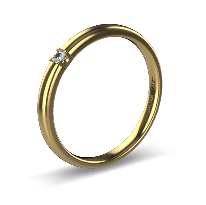14 Karaat geel gouden Memoire ring met geelgouden zetting model A.S. 11133. Met 1x 0.03 crt briljant G/VVS op maat 53.