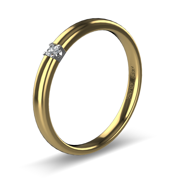 14 Karaat geel gouden Memoire ring met witgouden zetting model A.S. 11133. Met 1x 0.03 crt briljant G/VVS op maat 57.