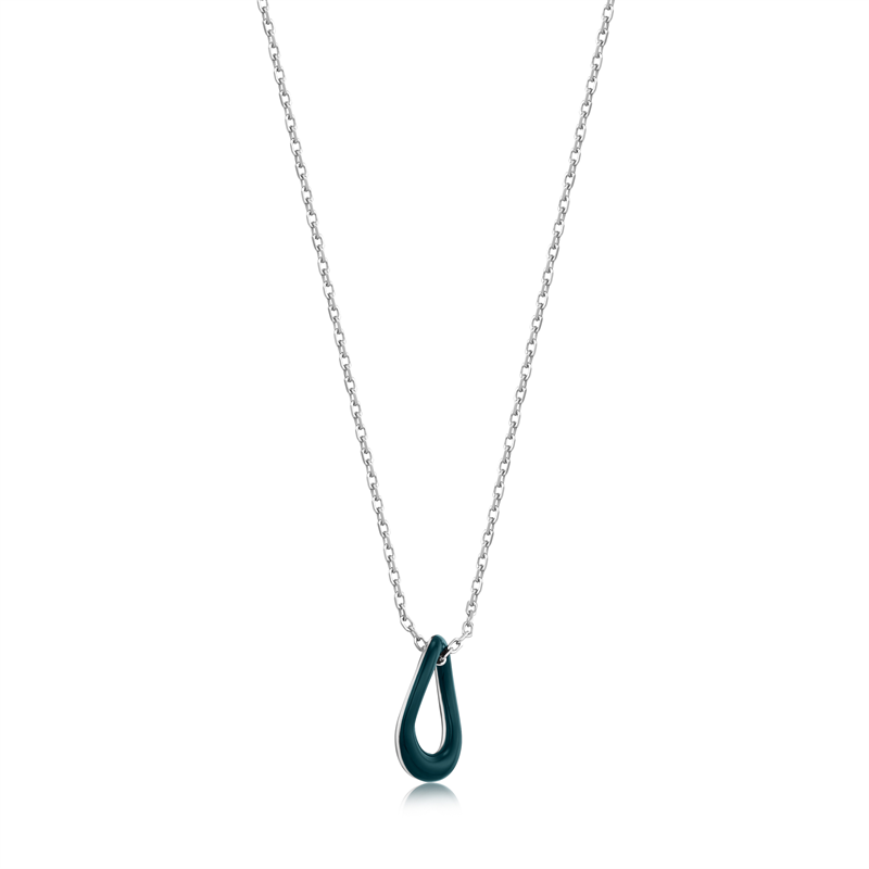 Bright future - Forest green Enamel Silver Twisted Pendant Necklace Silver
Deze collier is van het merk Ania Haie. Het is een damessieraad gemaakt van zilver. 
