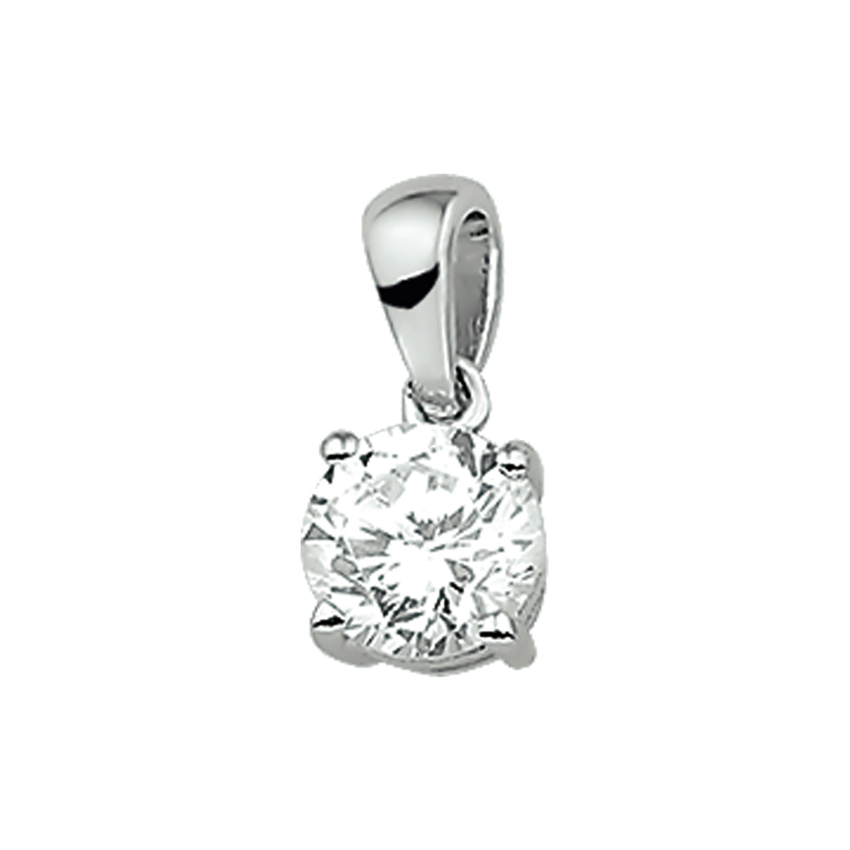 925 Zilver gerhodineerde hanger | per stuk | zirkonia solitair