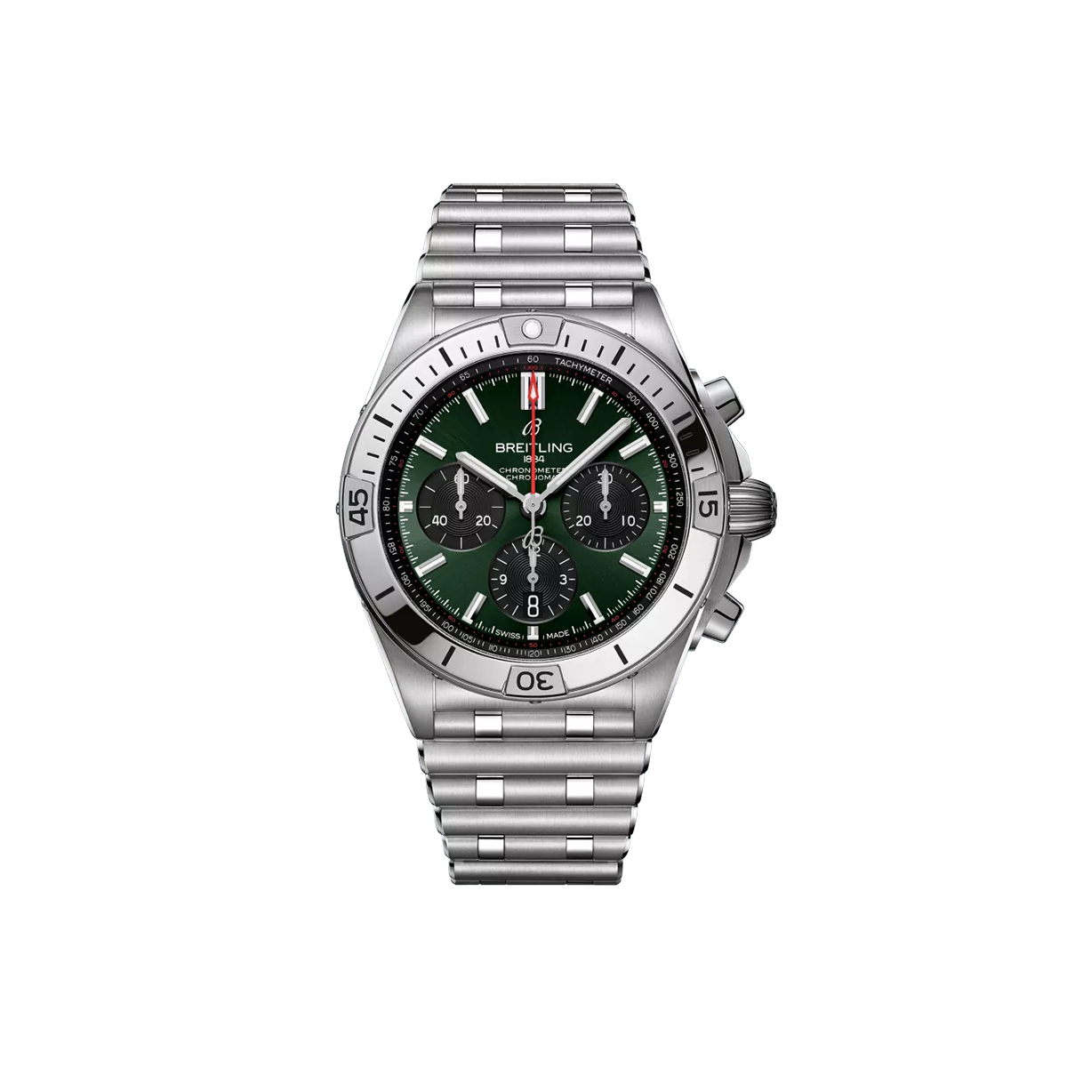 Dit Breitling horloge behoort tot de Breitling Chronomat collectie. 
Referentienummer: AB0134101L2A1
Caliber: Breitling 01 (Manufacture)
