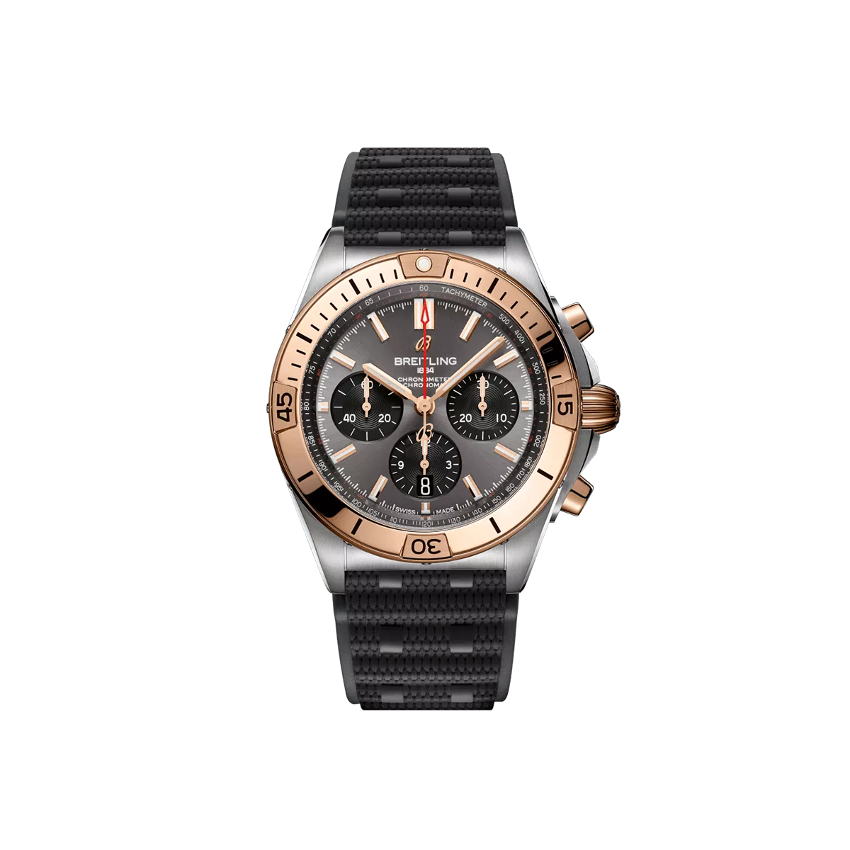 Dit Breitling horloge behoort tot de Breitling Chronomat collectie. 
Referentienummer: UB0134101B1S1
Caliber: Breitling 01 (Manufacture)
