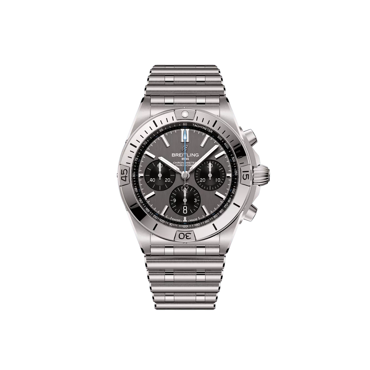 Dit Breitling horloge behoort tot de Breitling Chronomat collectie. 
Referentienummer: EB0134101M1E1
Caliber: Breitling 01 (Manufacture)
