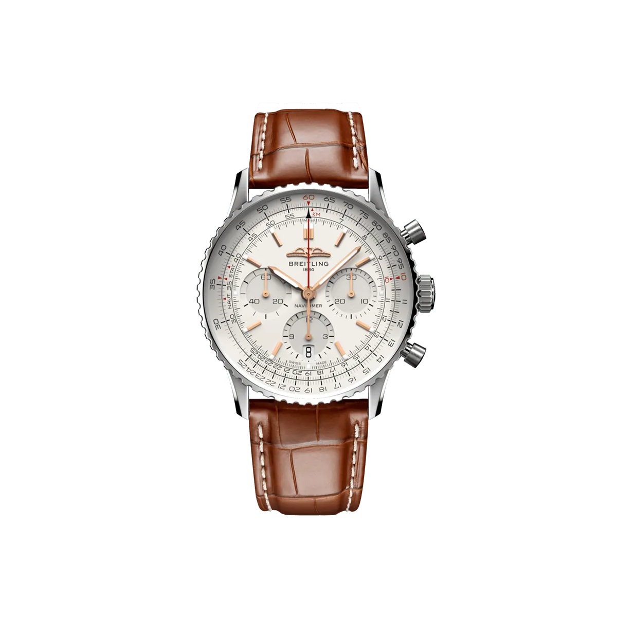 Dit Breitling horloge behoort tot de Breitling Navitimer collectie. 
Referentienummer: AB0139211G1P1
Caliber: Breitling 01 (Manufacture)
