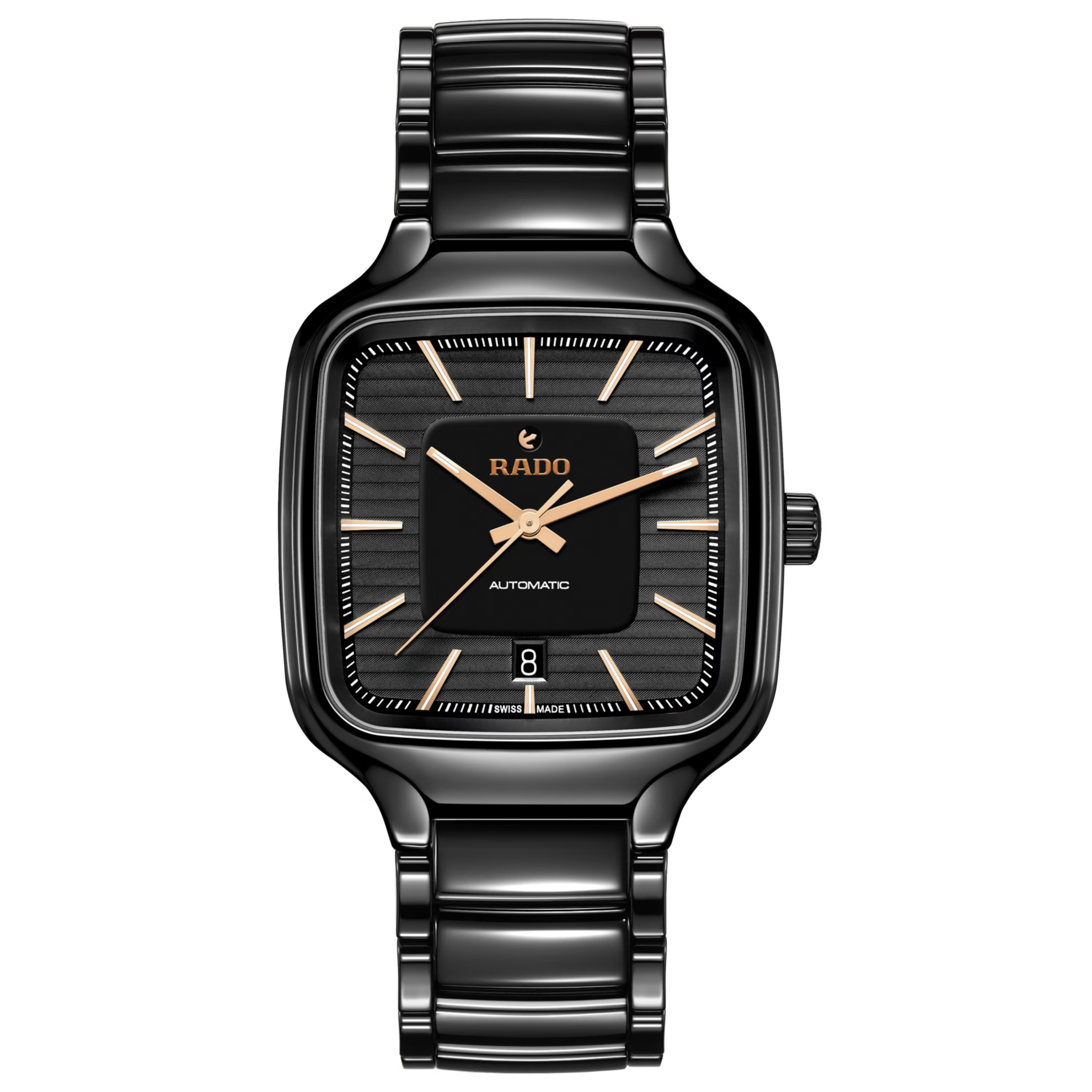 De Rado R27078172 True Square Automatic is een elegant horloge met een automatisch uurwerk en een vierkante kast van high-tech ceramic. Het heeft een datumweergave en een saffierglas. Dit horloge kan het best gedragen worden bij formele gelegenheden, maar is ook geschikt voor dagelijks gebruik. Draag het om je pols voor een verfijnde look. Het is een tijdloos accessoire dat je outfit compleet maakt.