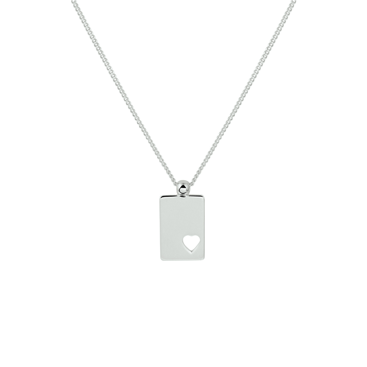 Zilver collier met graveerplaatje
Breedte: 9 mm
Kortste lengte: 40 cm
Langste lengte: 45 cm
Hoogte: 17 mm
