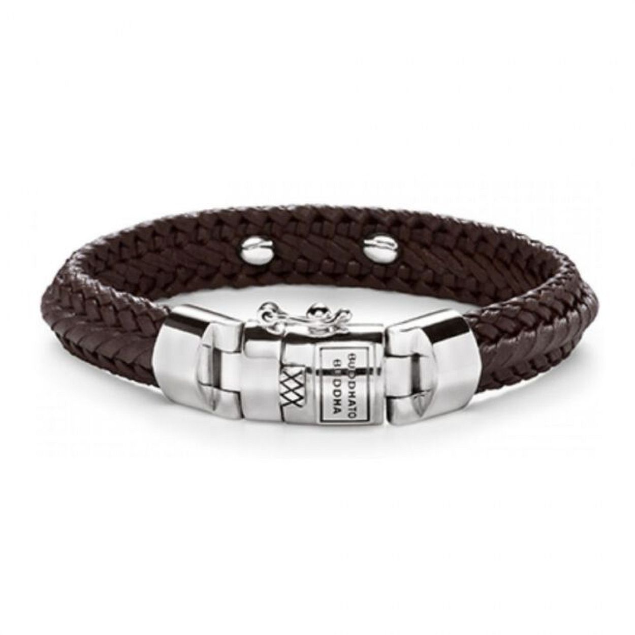 Buddha to Buddha - Nurul Small Leather Bracelet Brown, Zilver bruin leer 816BR, Maat: F 21cm - 001J058160413