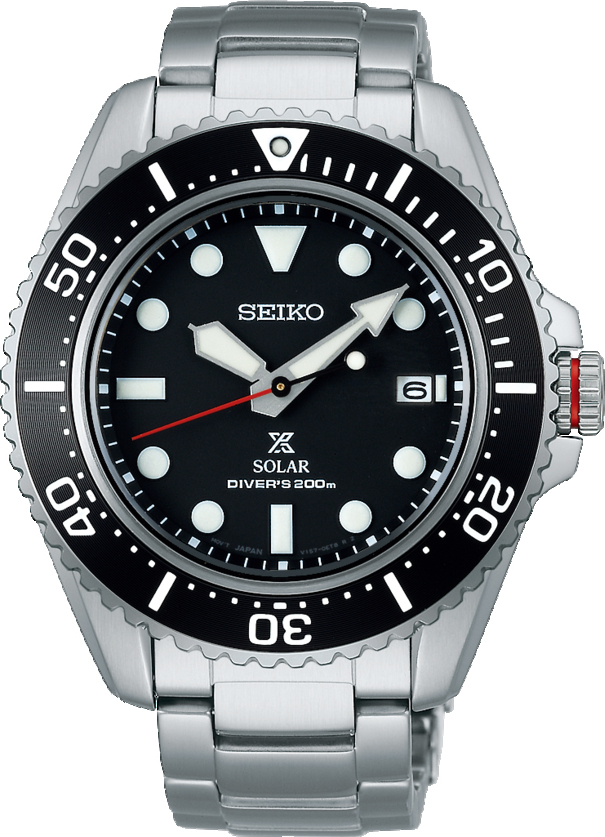 Seiko horloge met stalen band, Prospex Solar duiker zwart
