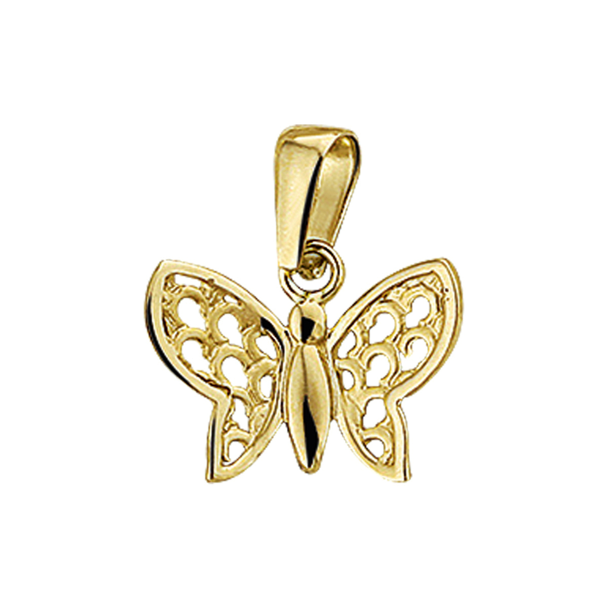 Beschrijving: Geelgouden bedel met een vlinder. 
Verpakt per: 1
Doelgroep: unisex
Breedte: 13 mm
Hoogte: 10.5 mm