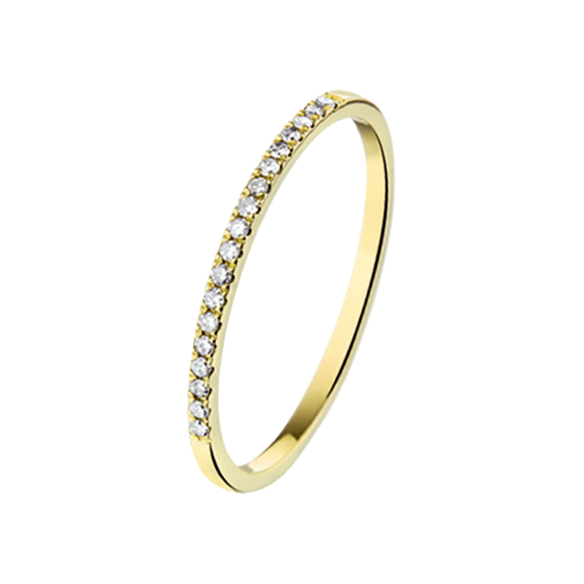 Gouden ring briljant 0.09ct diamant H si single cut
Uniekenummer serie: 30281
Ringmaat: 17.75 mm (56)
Breedte: 1.3 mm
Zetting: alliance (rijzetting)