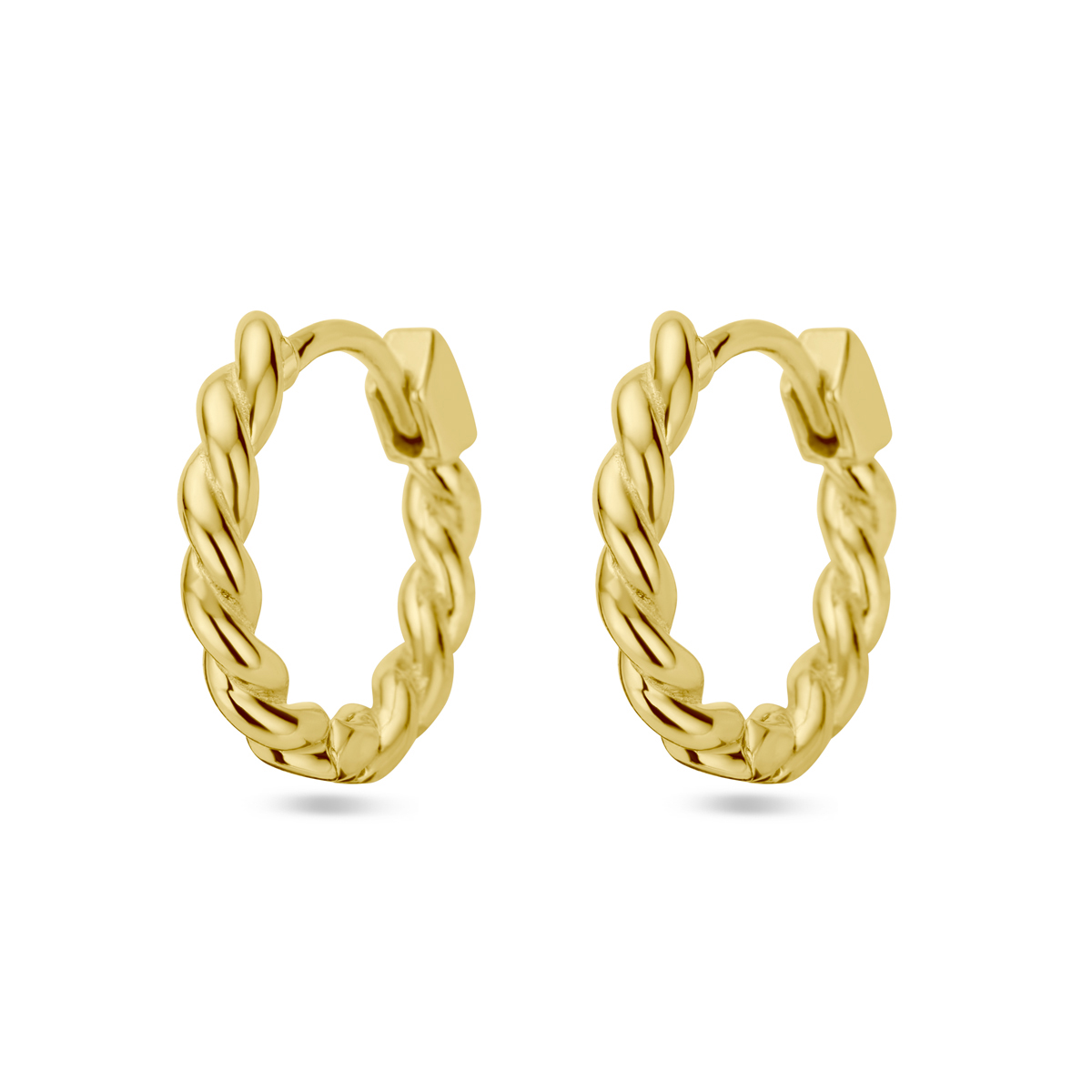 14k Geelgouden klapoorringen met een afmeting van 13.5x2mm.