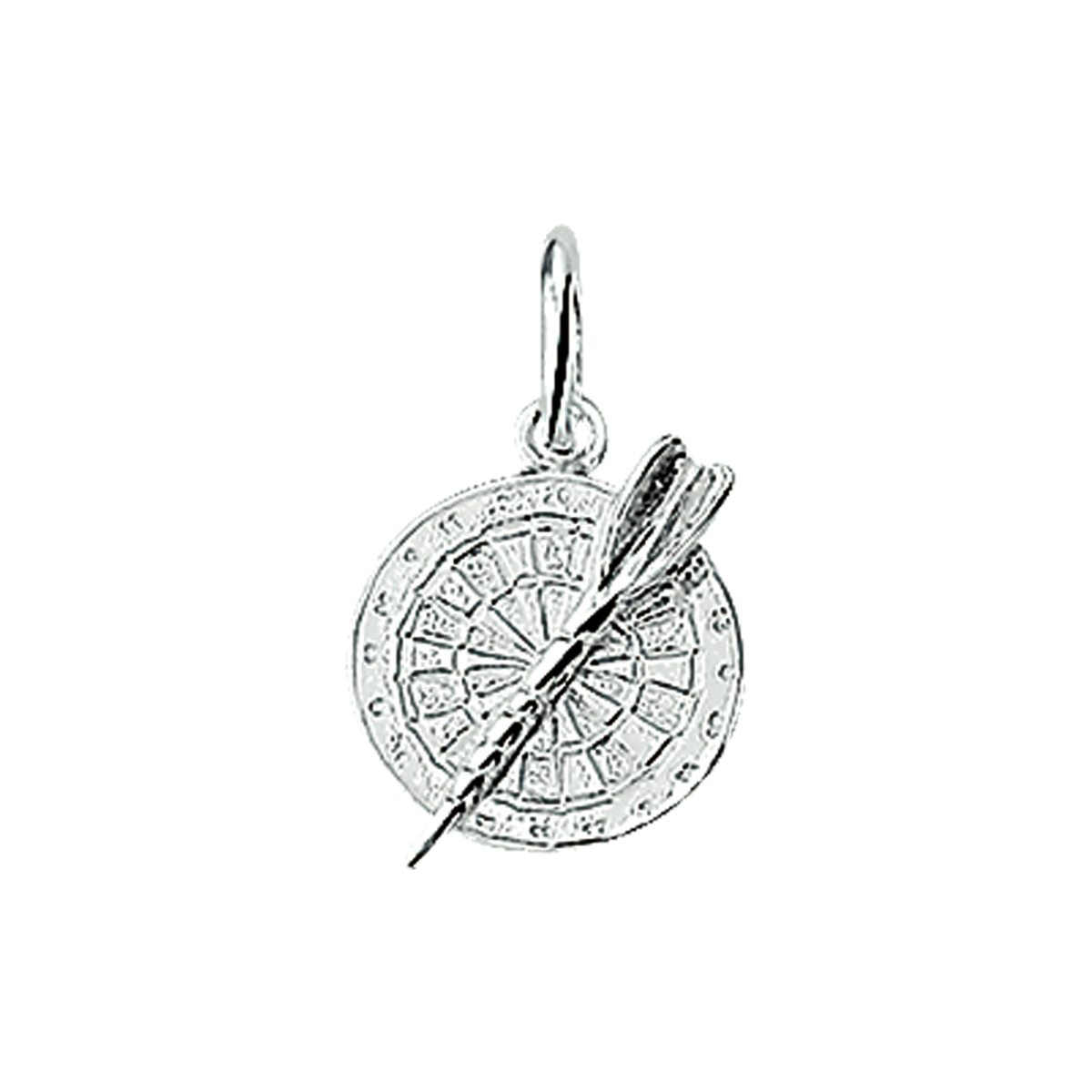 hanger dartbord en pijl zilver wit