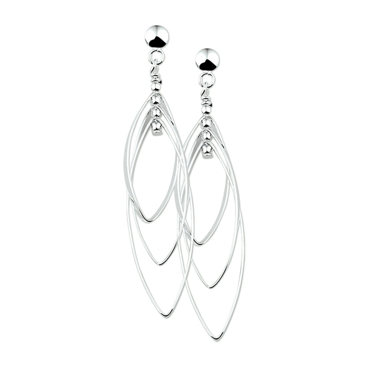 Beschrijving: Dit zijn oorhangers die zeker in het oog zullen springen. De losse elementen maken het een speels geheel. Details: Zilveren oorhangers met een poli afwerking. 
Doelgroep: dames
Breedte: 11.5 mm
Hoogte: 52.5 mm